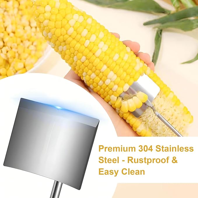 3PCS Corn Peeler Set, Stainless Steel Corn Peeler, Corn Stripper and Corn Holder Tool, Corn Planer Cutter Thresher Scraper,Peel Corn Cob Separator Quick