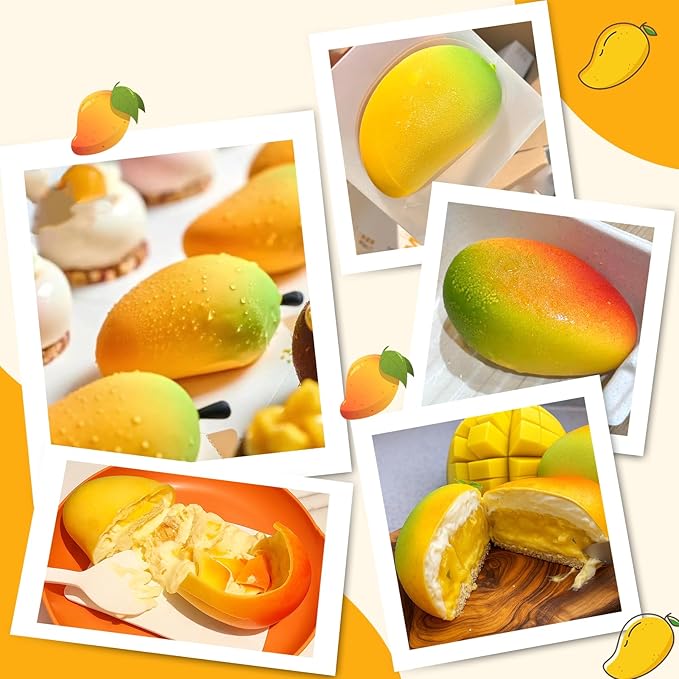Palksky Mango Silicone Molds, 3D Fruit Pastry Molds for Chocolate, Candy, Ice Cream, Pudding, Jelly, Bakeware, Mousse Cakes Baking Supplies