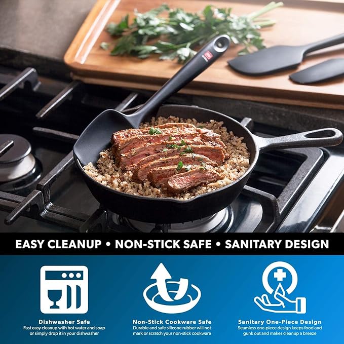 DI ORO Silicone Spoon Spatula - Forever Warranty - 600°F Heat-Resistant Large Silicone Spoonula Scraper - BPA Free Nonstick Cookware Safe Rubber Kitchen Utensil for Baking, Cooking, & Mixing (Stone)