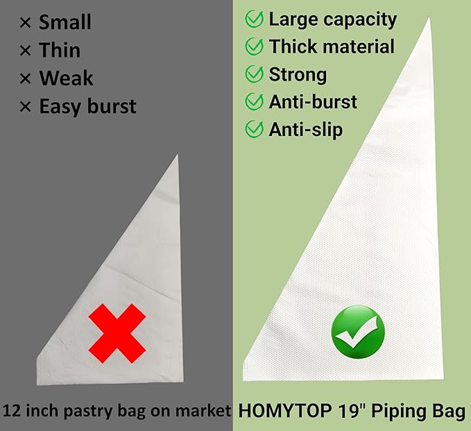 19 Inch Extra Large Piping Bags 100 Pack - Disposable Pastry Bags - Thick Anti-Burst Pastry Icing Frosting Piping Bags For Decorating Cupcakes Cakes Cookies (Extra Large 19 Inch-100 Pack)