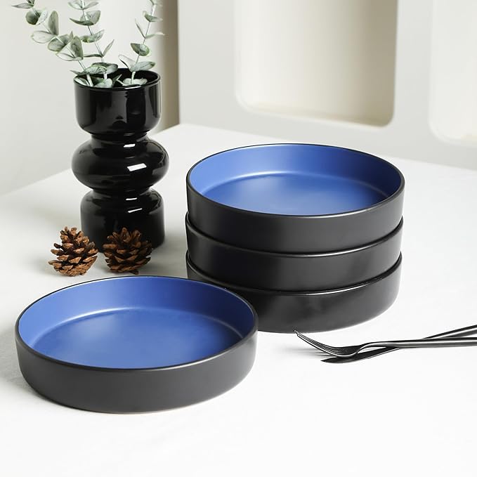 Stone Lain Albie 20-Piece Dinnerware Set Stoneware, Blue and Black