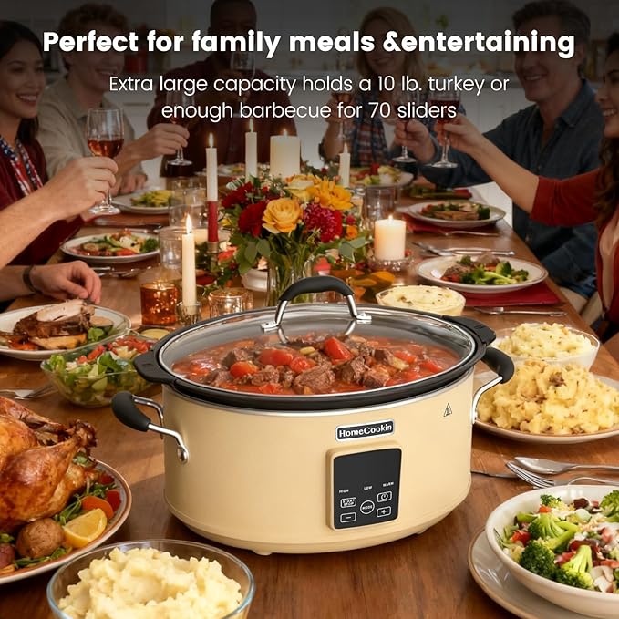 HOMECOOKIN Slow Cooker, Extra Large 10 Quart Digital Programmable Slow Cookers with Timer, Dishwasher Safe Glass Lid & Crock, Kitchen Appliance for Families and Gatherings, Oatmeal