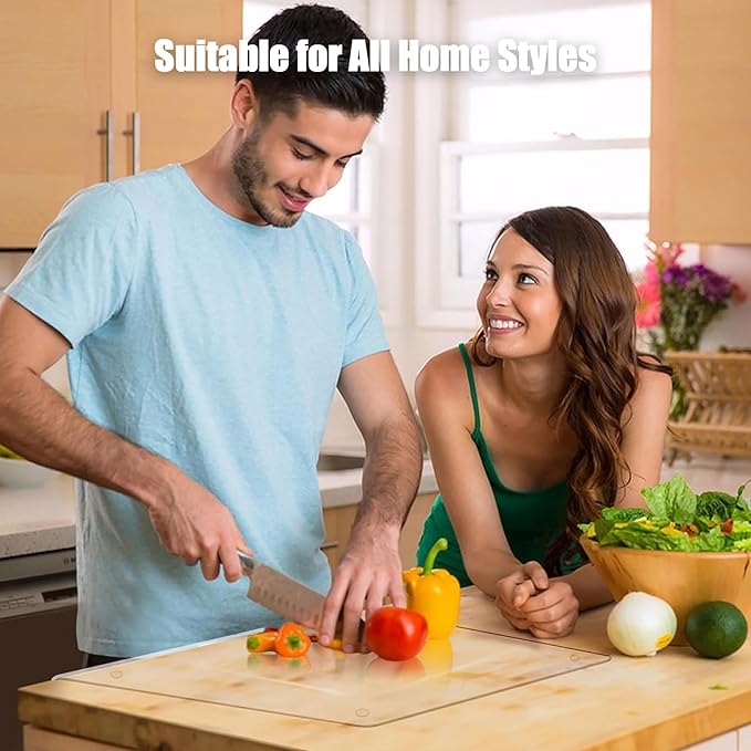 Acrylic Cutting Boards for Kitchen Counter，Clear Cutting Board for Countertop with Lip, Upgraded Thicker Non-Slip Transparent Acrylic Cutting Board for Countertop, for Home or Restaurant (16x12in)
