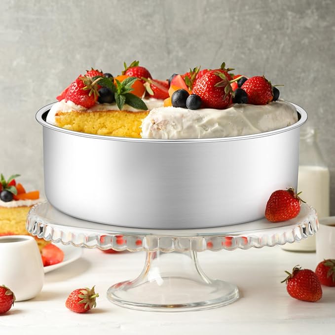 Leonyo 6 Inch Cake Pans, Stainless Steel Round Cake Baking Pans Set of 2, 6” x 3” Deep Baking Tins for Even Heating, Non Toxic & Healthy, Heavy-Duty, Dishwasher Safe