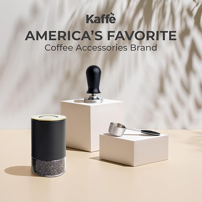 Kaffe Glass Coffee Canister (8oz) w/Airtight Lid - Click to Release Seal - BPA Free Glass & Stainless Steel - Elegant Kitchen Storage Container for Coffee, Nuts, Rice, Flour, Sugar, Tea, Cereal
