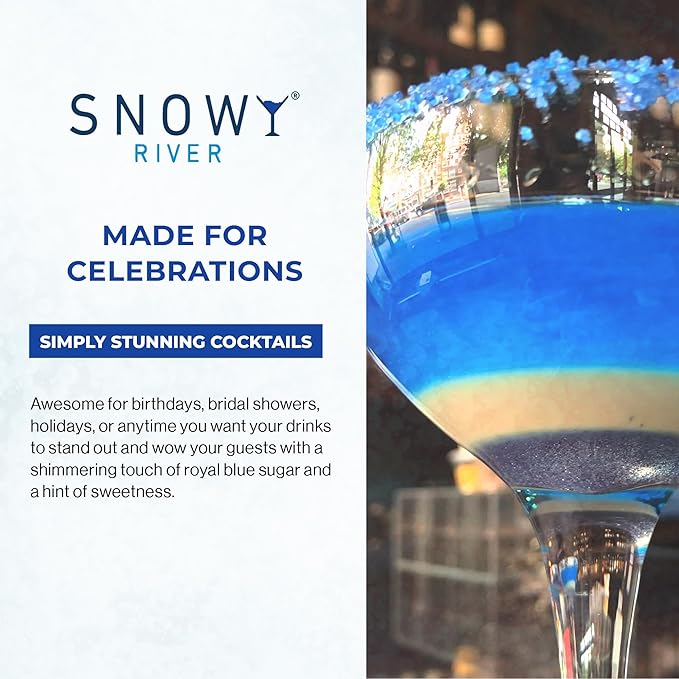 Snowy River Royal Blue, Cocktail & Margarita Sugar Rimmer - Vibrant Color Glass Rimming Sugar with Medium Crystal Texture - 8oz