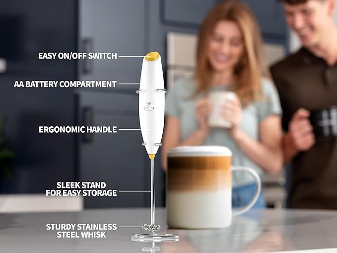 ZK Milk Frother Pitcher Stencil Stirrer Set - White Gold