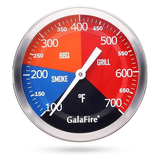 3 3/16 Inch BBQ Temperature Gauge for Smoker Wood Charcoal Pit, Large Face Grill Analog Thermometer