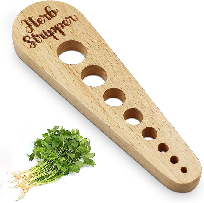 Herb Stripper Wooden Vegetable Leaf Remover Rustic Safe Kitchen Tool Cooking Gifts for Chefs and Housewives (Wooden)