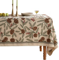 ISAENNE Designer Christmas Beige Linen Table Cloth for Rectangle Table,Pinecones Pattern Indoor Tablecloths,Washable Decor Tablecloth for Dining Thanksgiving Kitchen Christmas,55"*79"-Carol B
