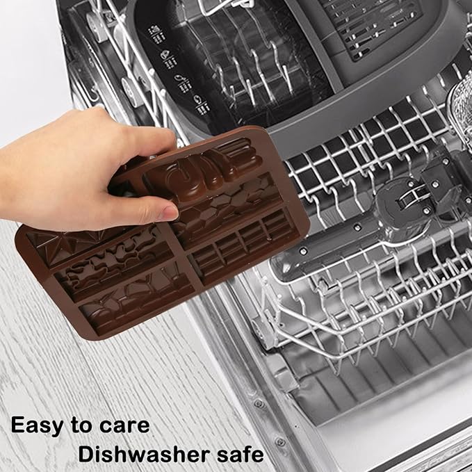 Thin Chocolate Bar Molds, 6 Shapes Break Apart Chocolate Molds Silicone for Candy/Gummy/Wax Melts/Resin, 2 Pcs Fruit Snack Molds for Fondant/Jelly/Desserts