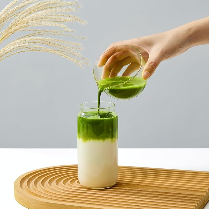 Small Matcha Set 2 Pcs - Matcha Whisk Set includes Milk Frother Wand(uninclude Batteries) and Bowl, The Perfect Matcha set for Green Tea (Glass-1)