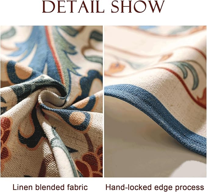patdrea Designer Linen Round Table Cloth,Durable Breathable Floral Dacorative Tablecloth,Decor Tables Covers for Kitchen Dining Tea Party,Holiday,Christmas,Thanksgiving,Diameter 67"-Puno