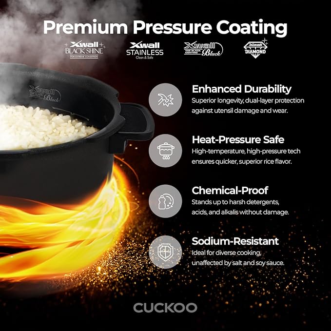 CUCKOO Twin Pressure Rice Cooker 6-Cup Uncooked / 12-Cup Cooked with Nonstick Inner Pot, Versatile Rice Maker & Warmer with 16 Menu Options, Open Cooking Mode, Voice Guide, Gray (CRP-ST0609FG)
