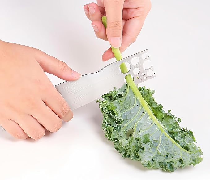 Herb Stripper Stainless Steel Kitchen Herb Leaf Stripping Tool Metal Herb Pealer LooseLeaf Kale Razor for Kale, Chard, Collard Greens, Thyme, Basil, Rosemary