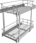 2 Tier Pull Out Cabinet Organizer 11" W X 17" D, Slide Out Drawers for Kitchen Cabinets, Pull Out Drawers for Cabinets Capacity Heavy Duty Caddy, Cabinet Pullout Shelves Chrome-Plated,Bathroom Pantry