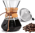 Pour Over Coffee Maker 20 OZ, 6 Cup Borosilicate Glass Drip Coffee Maker with Reusable Stainless Steel Filter and Cork Grip for Home Café 600 ML (Diamond Shape)
