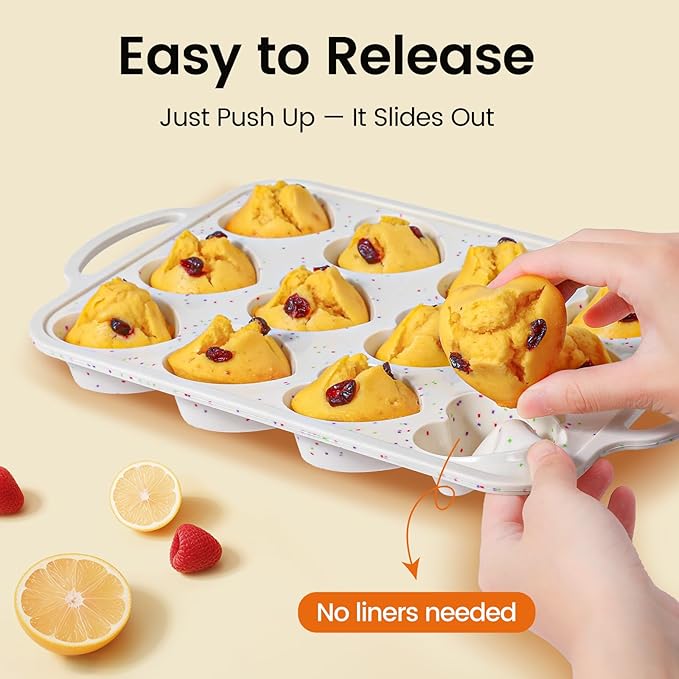 Premium Silicone Heart-Shaped Baking Mold with Metal Reinforced Frame – 1 Pack Non-Stick Cupcake & Muffin Pan for Baking Chocolate, Egg Bites & Brownies – BPA Free, Dishwasher & Oven Safe