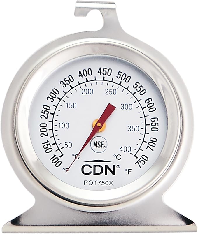 CDN High Heat Oven Thermometer | ProAccurate® | NSF Certified | 100-750°F Range | For Broiling, Roasting, High-Temp Cooking | Lab Glass Lens | POT750X