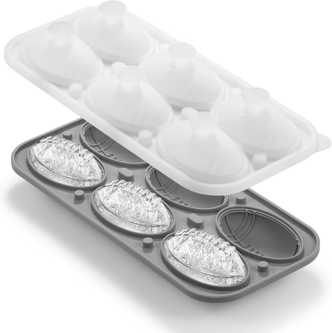 Nax Caki 3D Football Ice Cube Tray, Large Football Silicone Fun Shapes Whiskey Ice Mold with Funnel for Cocktails, Bourbon,Brandy, Whiskey Gifts for Men