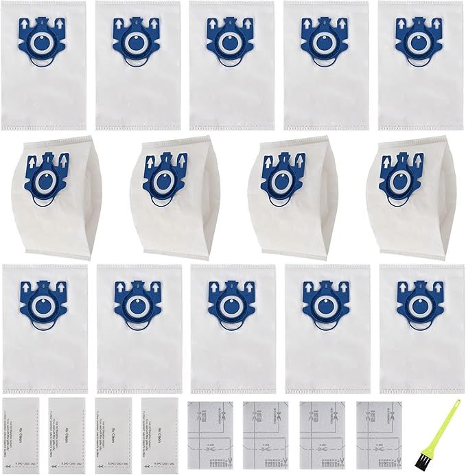 14 Packs 3D Airclean GN Vacuum Cleaner Bags Replacement for Miele Classic C1, Complete C1,Complete C2,Complete C3 S227 S240 S270 S400 S2 S5 S8 Series with 4 Motor Protection Filters,4 AirClean Filters