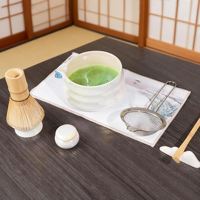 8Pcs Matcha Whisk Set, Iridescence Matcha Making Tools Accessories Kit with Bamboo Matcha Whisk,Bowl,Spoon,Sifter and Holder, Gifts for Matcha Lovers on Christmas, Birthday, Teacher's Day