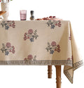ISAENNE Designer Linen Light Beige Small Rectangle Tablecloth,French Colorful Floral Table Cloth,Stain Resistant Decor Tablecloths for Dining Thanksgiving Christmas Kitchen,55"*71"-Helena E