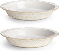 MALACASA 9 Inch Pie Pan, Embossed Deep Dish Plate, 45 OZ Round Quiche Baking Dish for Oven, Fluted for Apple Pie and Quiche, Set of 2, Series LYDIA