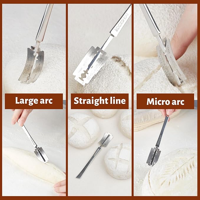 Bread Lame Dough Scoring Tool, Stainless Steel Scoring Knife with 5 Feather Blades, Sourdough Scoring Tool for Bread Baking, Baking Tool for Baking Beginners