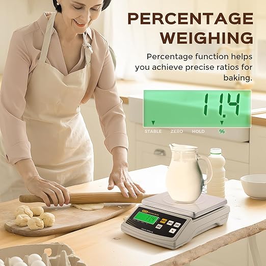 Bonvoisin Digital Food Scale 12lb x 0.002lb Kitchen Scale Weight Ounces and Grams Percentage Weighing Baking Scale for Cooking, Baking, Candle Soap Making, with Stainless Steel Platter