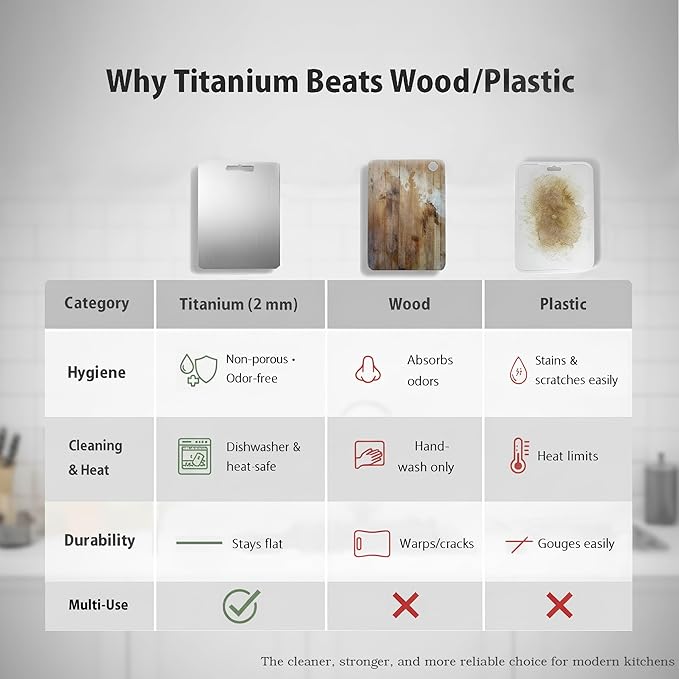 16x11 Titanium Cutting Board 2mm Thick. 100% Pure Titanium Cutting Boards For Kitchen, Stays Flat & Odor-resistant, Non-porous, Dishwasher-safe, Reversible - Multi-use: Pastry, Prep & Serve, Bbq.