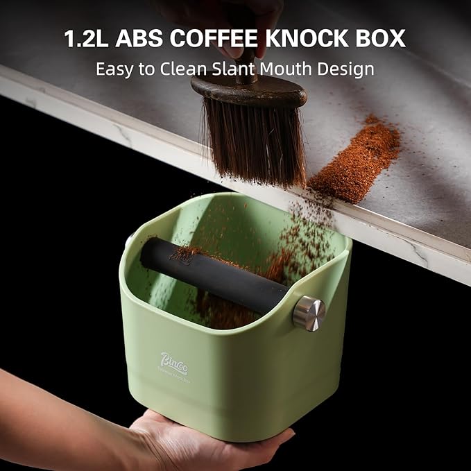 Espresso Knock Box - Bincoo Espresso Machine Knock Box/Espresso Grounds Knock Box, Barista Style Coffee Knock Box for Grounds with Removable Shock-Absorbent Knock Bar and Anti-Slip Base. (yellow)
