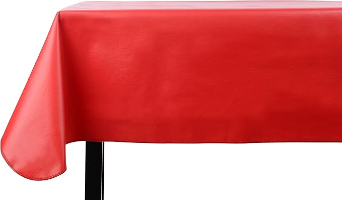 Yourtablecloth Heavy Duty Vinyl Rectangle or Square Tablecloth – 6 Gauge Heavy Duty Tablecloth – Flannel Backed – Wipeable Tablecloth with Vivid Colors & Many Sizes 52 x 108 Ruby Red