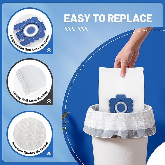 14 Pack 3D GN Vacuum Dust Bags Replacements for Miele Classic C1, Complete C2 C3, S227 S240, S270, S400, S400i, S600, S2, S5, S8 Series 4 Motor Protection Filters,4 AirClean Filters