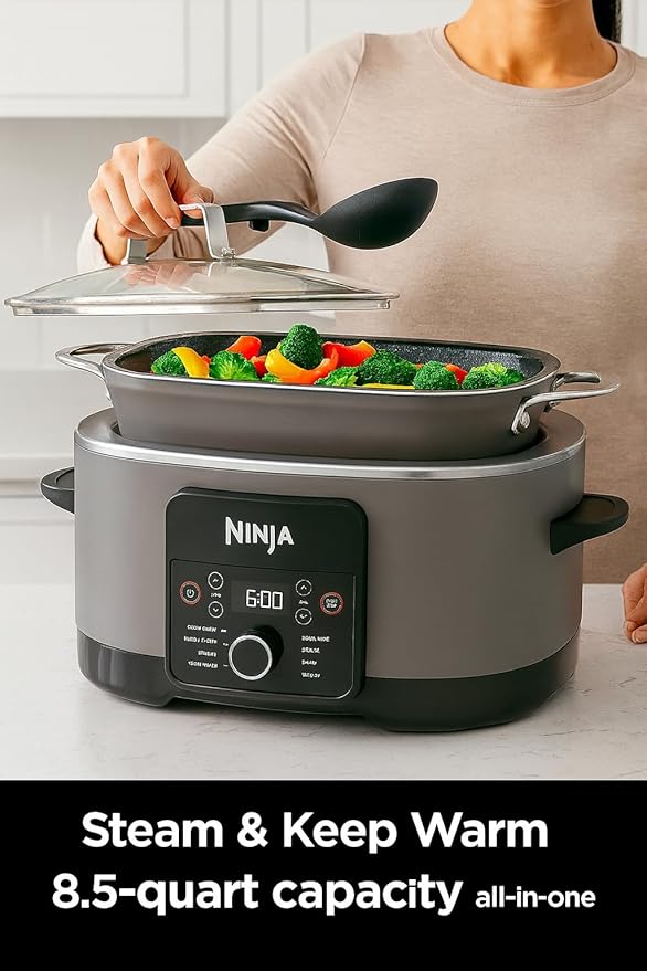 Ninja Foodi PossibleCooker PRO 14-in-1 8.5 Qt Multi-Cooker – Replaces 14 Tools, Nonstick Pot, Glass Lid & Integrated Spoon (Graphite Gray)