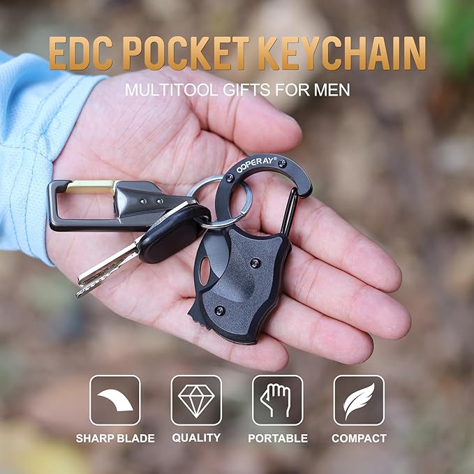 Stocking Stuffers for Men Christmas, Small Pocket Knife for Men Him Dad, Christmas Birthday Gifts, Box Cutter, EDC Gadget Keychain, Every Day Carry Folding Knife, Camping Fishing Hiking Multitool Gift
