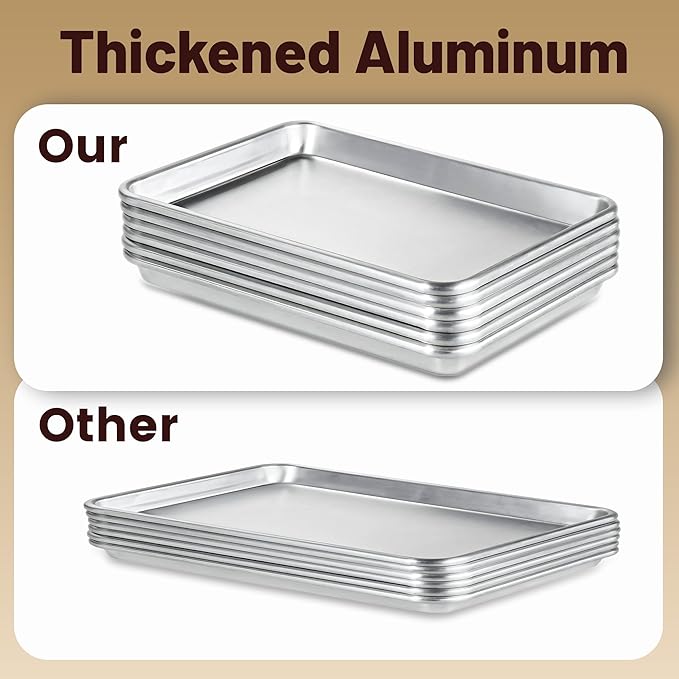 12 Pack Half Size Baking Sheet Pan Aluminum Commercial Pan for Oven Freezer Bakery Hotel Restaurant 13" × 18"