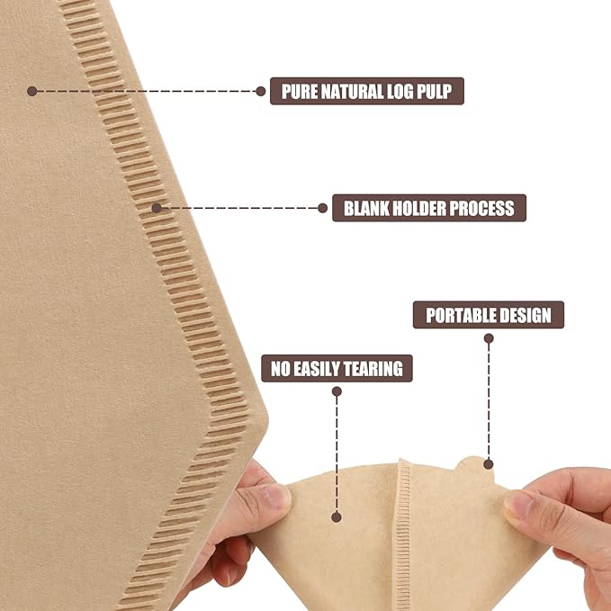 400 Count Cone Coffee Filters #2, 2 Coffee Filters Unbleached Natural Brown Disposable Coffee Filter Compatible with Pour Over and Drip Coffee Maker
