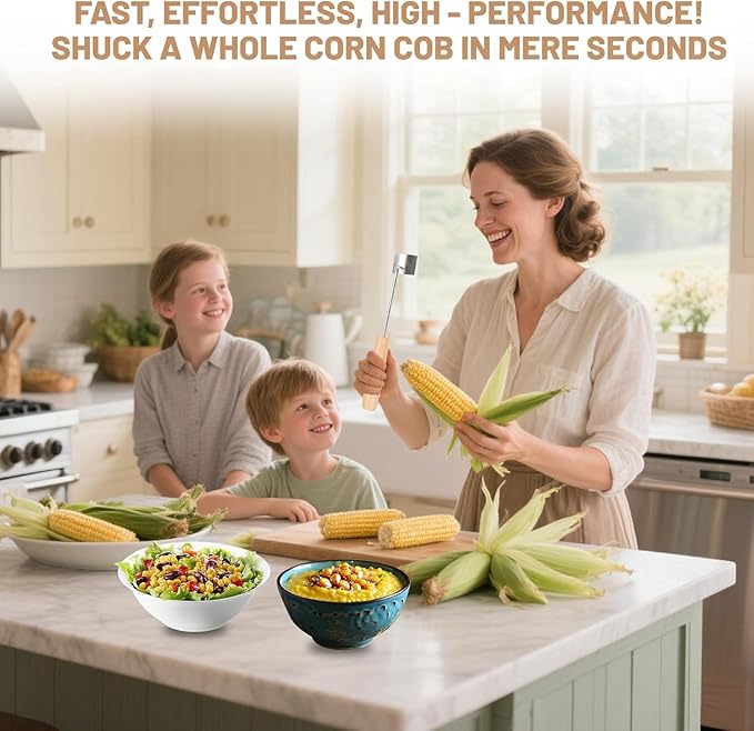 Wooden Handle Corn Peeler - Cob Corn Stripper Kernel Remover, Durable Kitchen Tool for Corn on The Cob, Eco-Friendly Wood Grip for Home & Outdoor Use