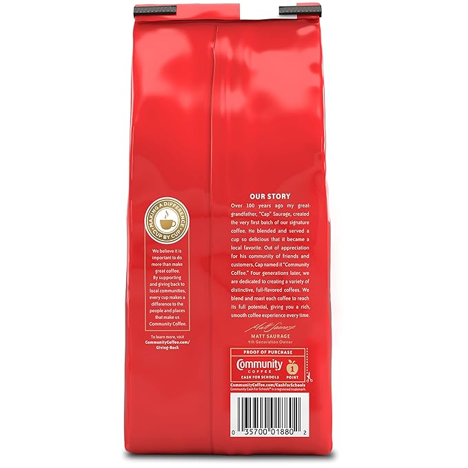 Community Coffee Breakfast Blend Whole Bean Coffee, Medium Roast, 12 oz Bag (Pack of 2)