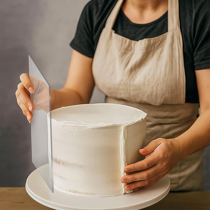 2 Pcs Clear Cake Scraper, 9.45 Inch Acrylic Cake Smoother Scraper Large Cakes Comb Icing Frosting Buttercream Edge Smoother for Cream Cakes Smooth Decoration