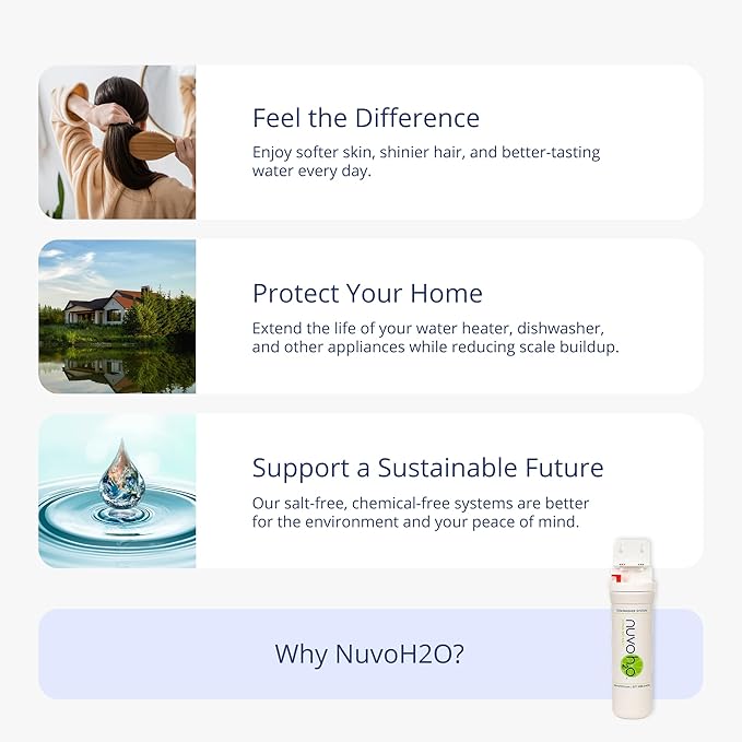 NuvoH2O CitraCharge Pro Spot-Free Dishwasher System – Citrus-Based, Eco-Friendly Water Softener – Reduces Scale – Quick-Connect Install – Protects Dishwashers & Appliances