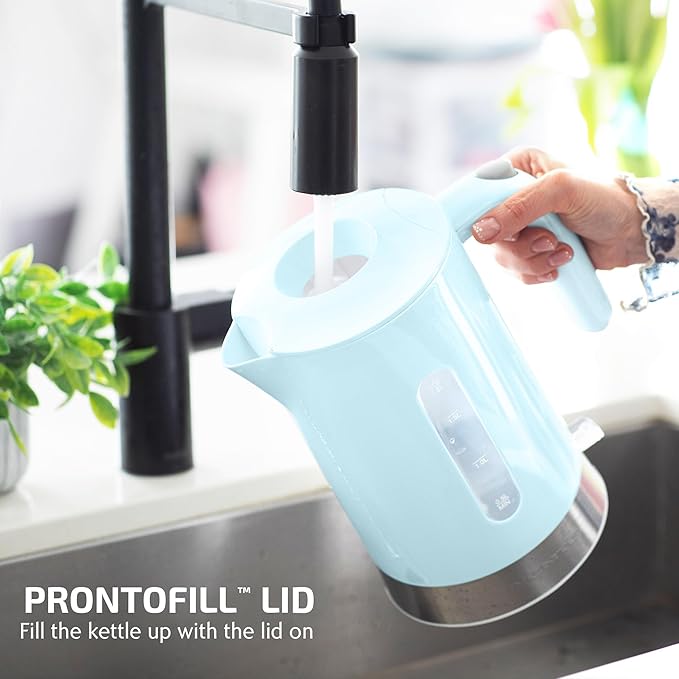 OVENTE 1.8L Electric Kettle, 1500W Fast Boiling Heater for Coffee or Tea, BPA Free, Easy to Fill Lid, Water Level Window, Auto Shut-Off, Boil-Dry Protection and Removable Filter, Blue KP413LBL