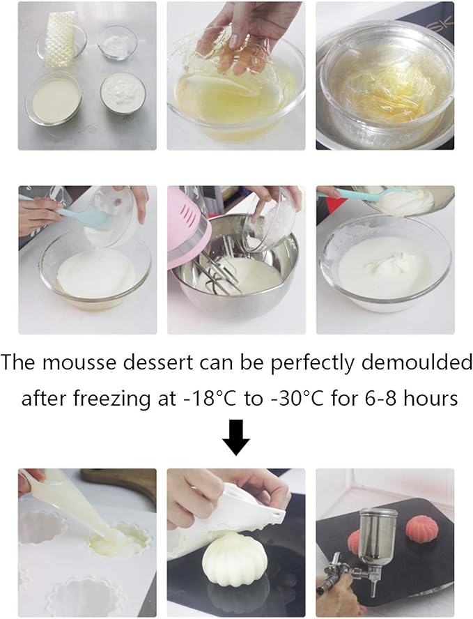 OCPO Kitchen 3D Stone Silicone Mold for Baking Mousse Cake French Dessert Pastry Chocolate Pudding Cupcake, Stone Shape (8-Cavity)
