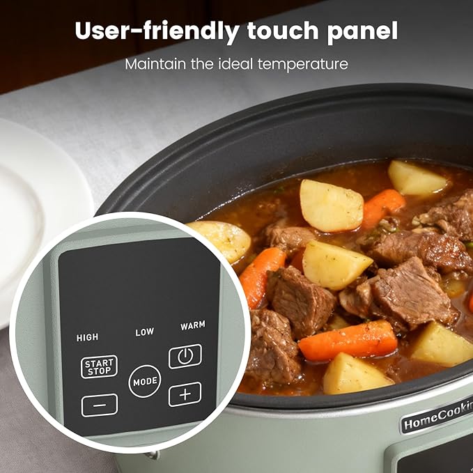 HOMECOOKIN Slow Cooker, Extra Large 10 Quart Digital Programmable Slow Cookers with Timer, Dishwasher Safe Glass Lid & Crock, Kitchen Appliance for Families and Gatherings, Olive