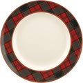 Spode Christmas Tree Tartan Dinner Plate, 10.5-Inch Festive Holiday Tableware, Colorful Christmas Dishes with Tartan Plaid Border, Fine Earthenware, Microwave & Dishwasher Safe Decorative Plate