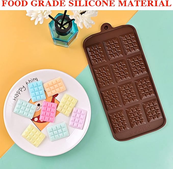2 Pieces Silicone Break Apart Chocolate Moulds,Silicone Square Mold,Non-Stick Candy Chocolate Bar Mold,Reusable Candy Protein Silicone Chocolate Mold