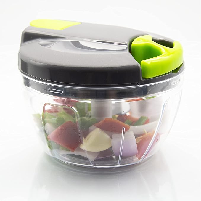Multi-Function Manual Food Chopper & Processors with Handle and Cover,Vegetable Chopper Shredder,Garlic Press,Suitable for Onions Garlic Peppers Carrots Gingers Fruits,Ideal Gift for Kitchen(Green)