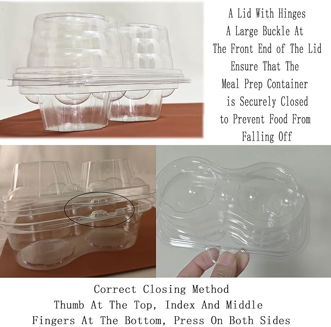 60 Pack of 2-Chamber Plastic Muffin Containers, Disposable Transparent Cupcake Container, Stackable Cake Stand, High Top Cupcake Stand For Cupcakes And Pancakes, BPA Free
