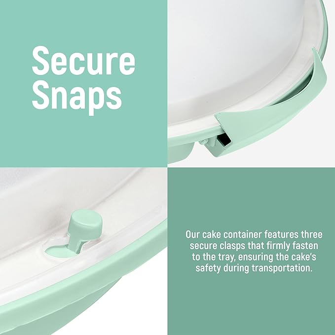 Tribello Extra Large Cake Storage Container, Cake Carrier With Handle Holds Cake 12 X 12 X 5 (Mint Green)